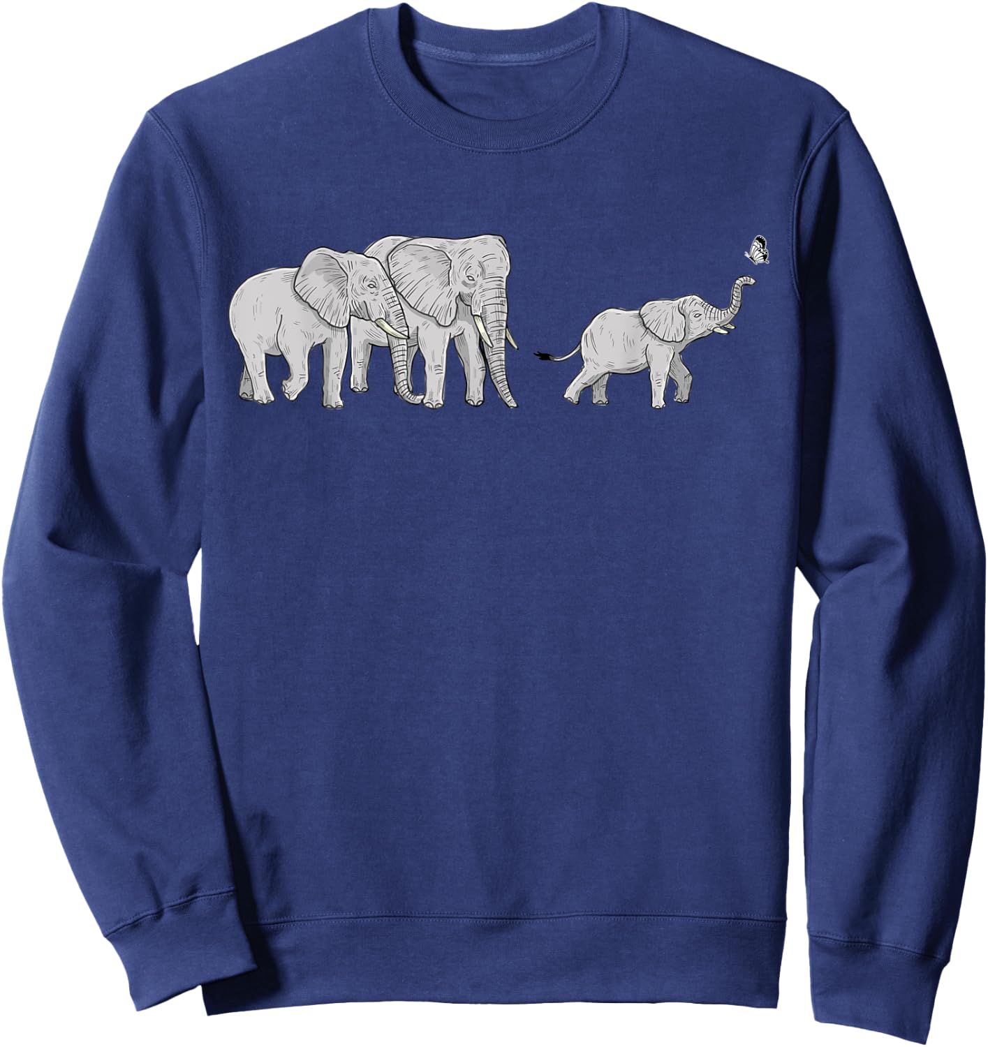 Cute Elephant Baby Butterfly Sweatshirt - Sweatshirt | Navy