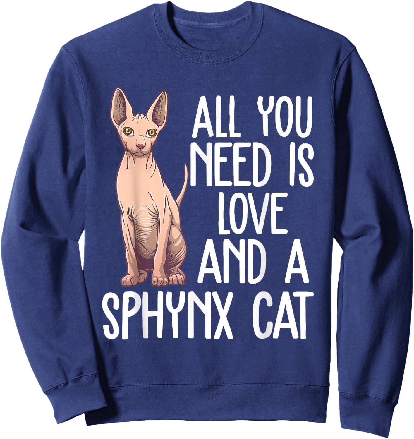 Funny Sphynx Cat Design Women Cat Lover Kitten Pet Sweatshirt - Sweatshirt | Navy