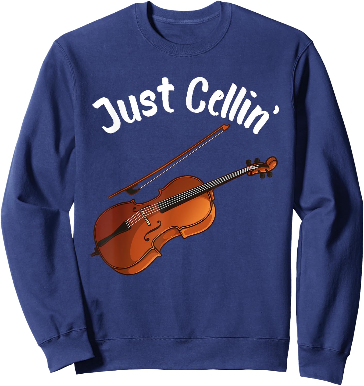 Funny Cello Designs Women Music Fan Lover Musicians Sweatshirt - Sweatshirt | Navy