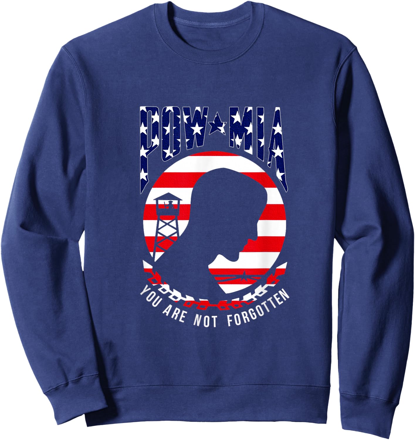 POW MIA - You are Not Forgotten - Short Sleeve Sweatshirt - Sweatshirt | Navy
