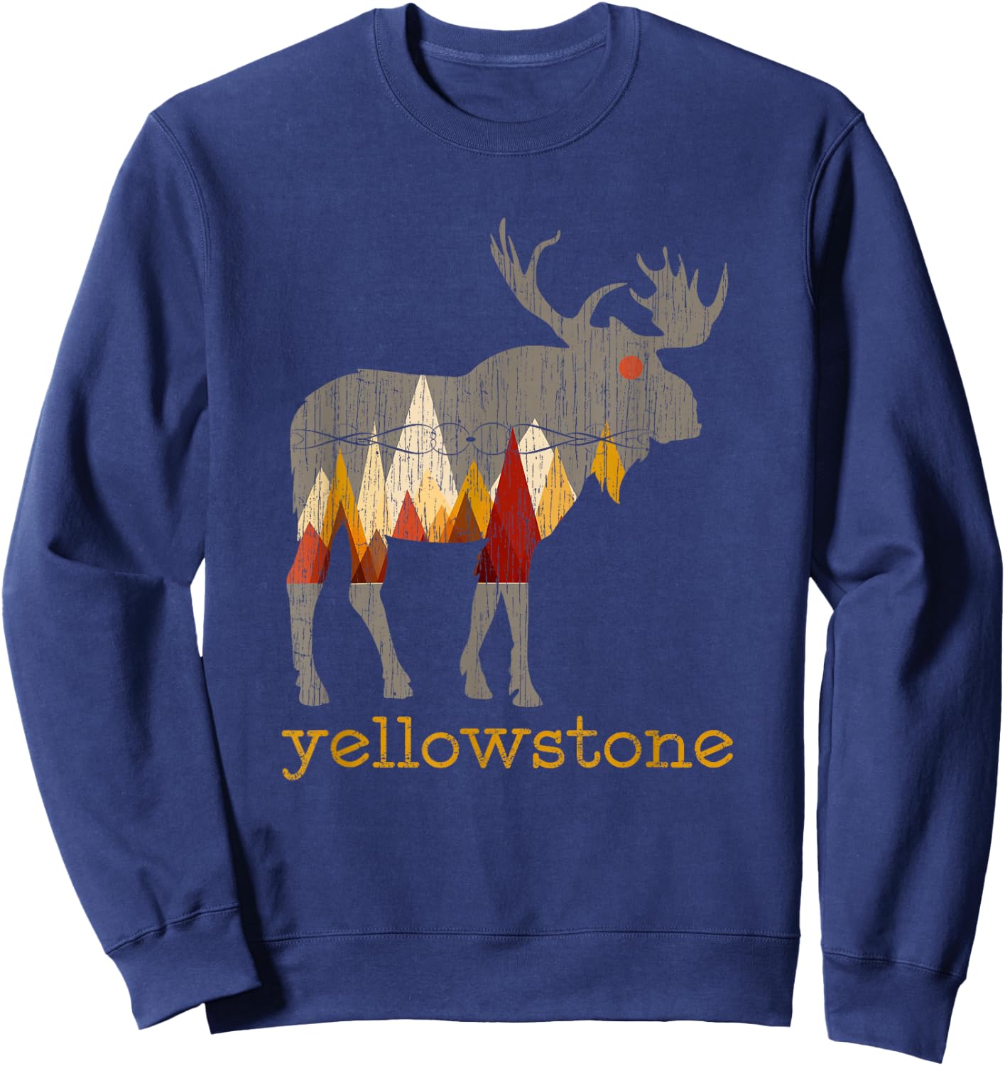 Vintage Yellowstone National Park Bull Moose Sweatshirt - Sweatshirt | Navy