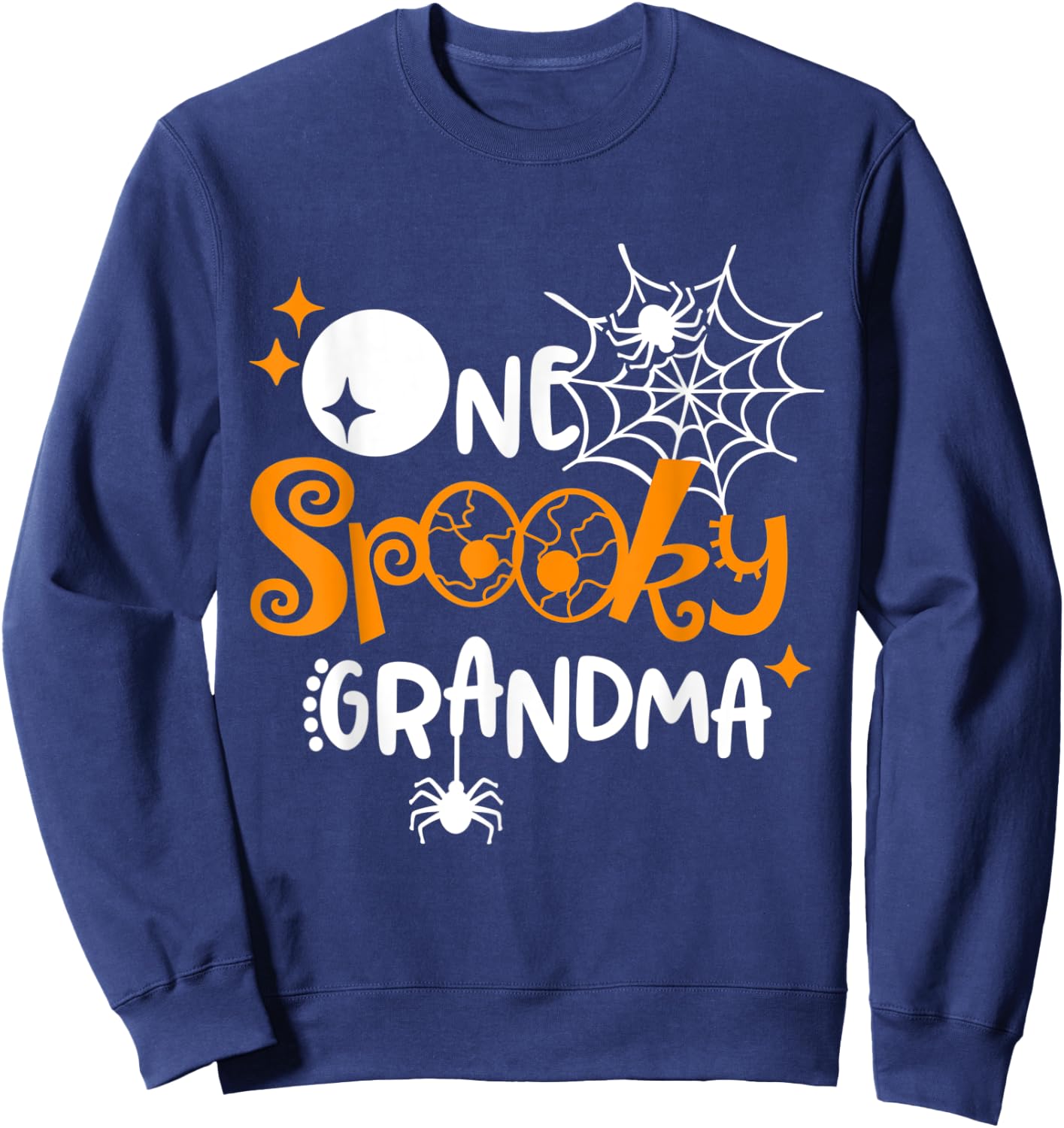 One Spooky Grandma Funny Halloween Bats Spider Web Sweatshirt - Sweatshirt | Navy