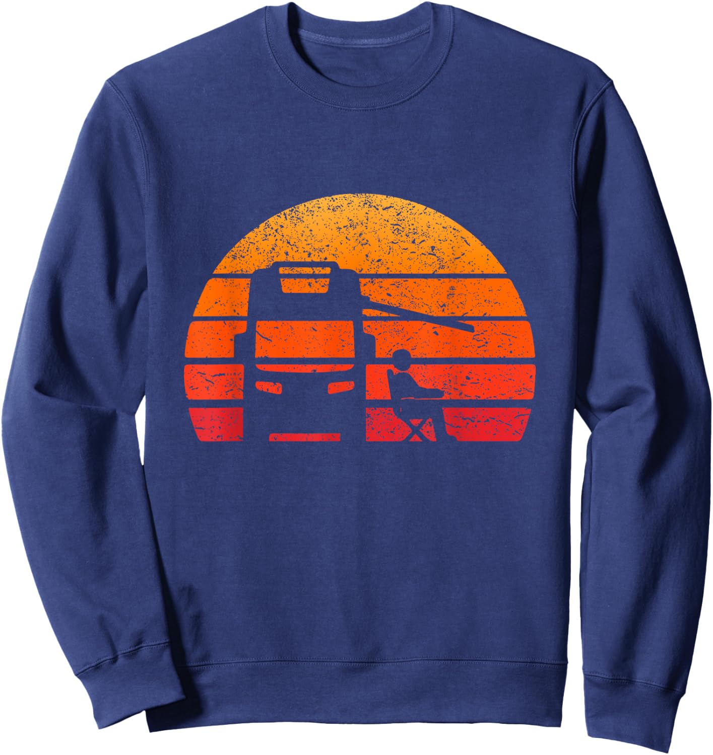Retro Sunset RV Camper Outfit Vintage Motorhome Sweatshirt - Sweatshirt | Navy