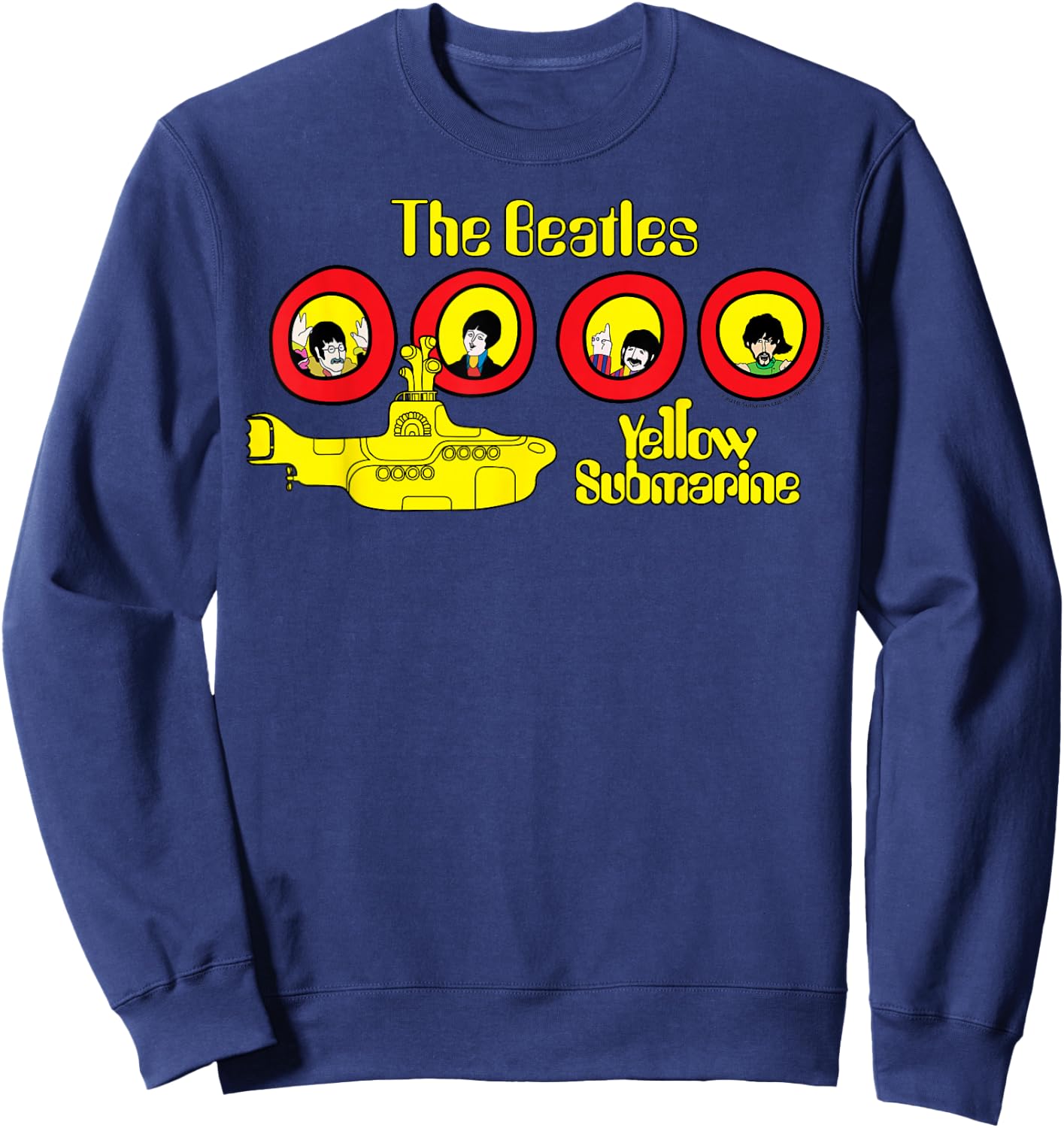 The Beatles Yellow Cartoon Submarine Sweatshirt - Sweatshirt | Navy