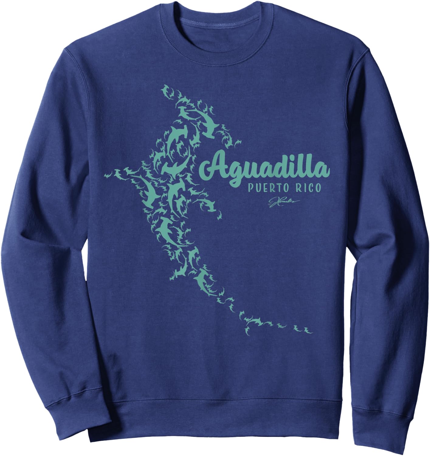JCombs: Aguadilla, Puerto Rico, Hammerhead Shark, Beach Women Kids Sweatshirt - Sweatshirt | Navy