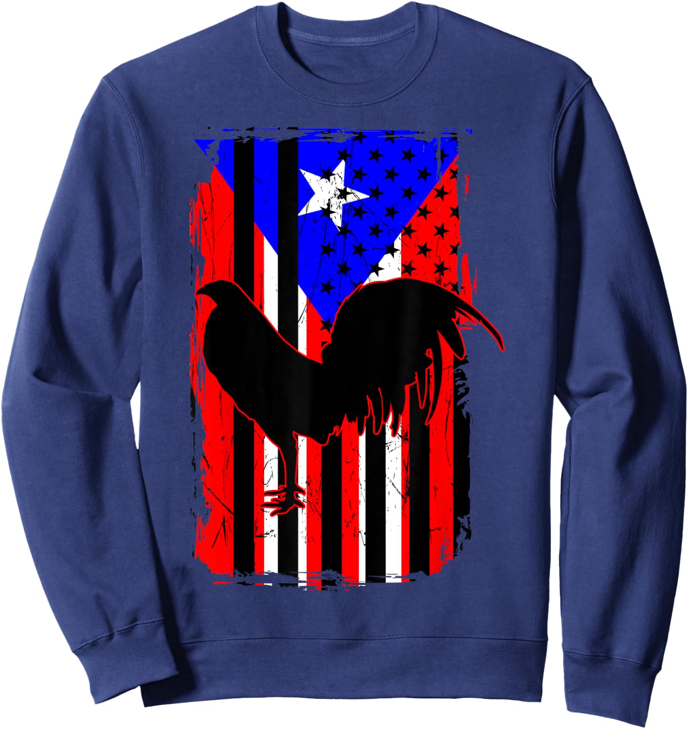 Rooster Puerto Rican Flag Gallo Bandera Boricua Boriken Sweatshirt - Sweatshirt | Navy