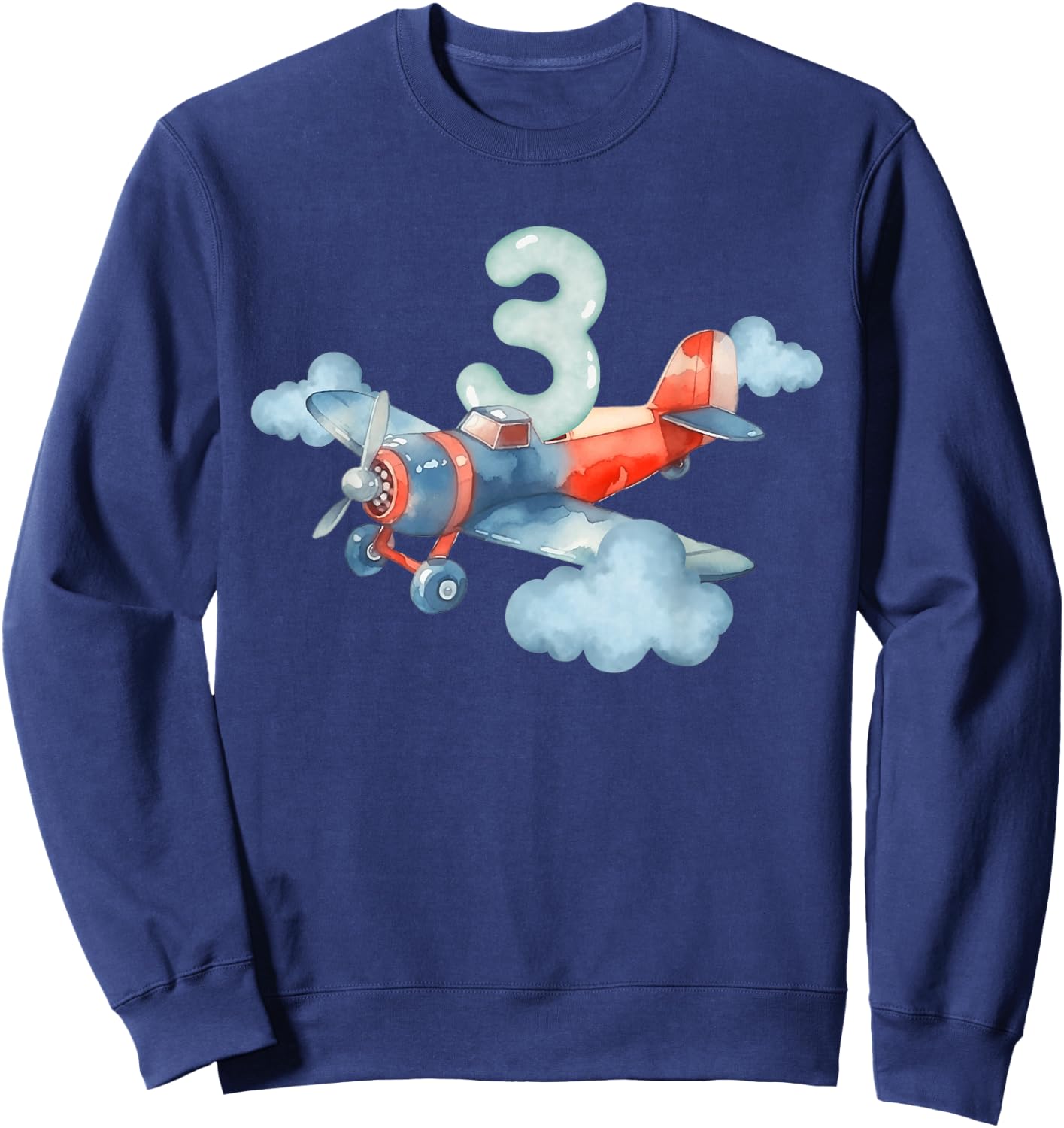 3rd Birthday Boys Airplane Pilot 3 Year Old Boy Sweatshirt - Sweatshirt | Navy