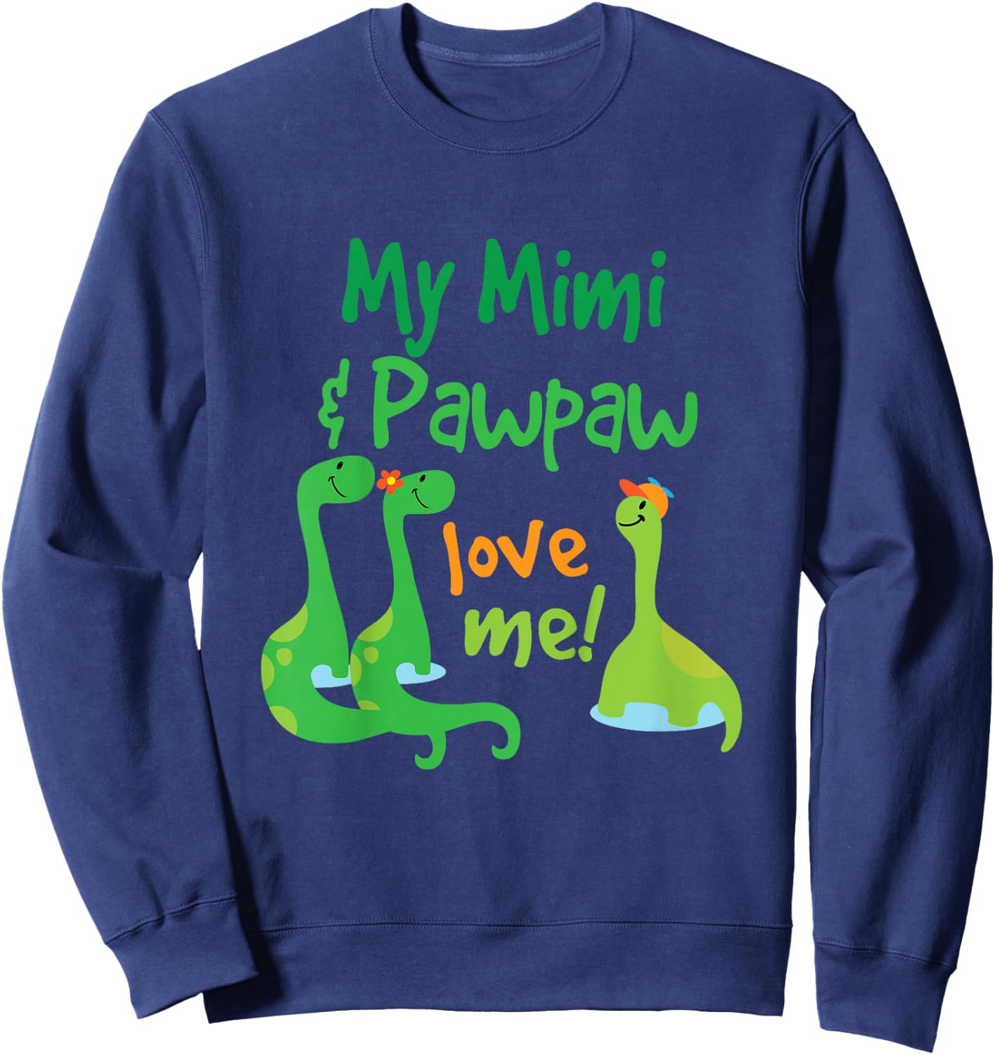 Kids Mimi and Pawpaw Love Me Dinosaur Grandson Sweatshirt - Sweatshirt | Navy