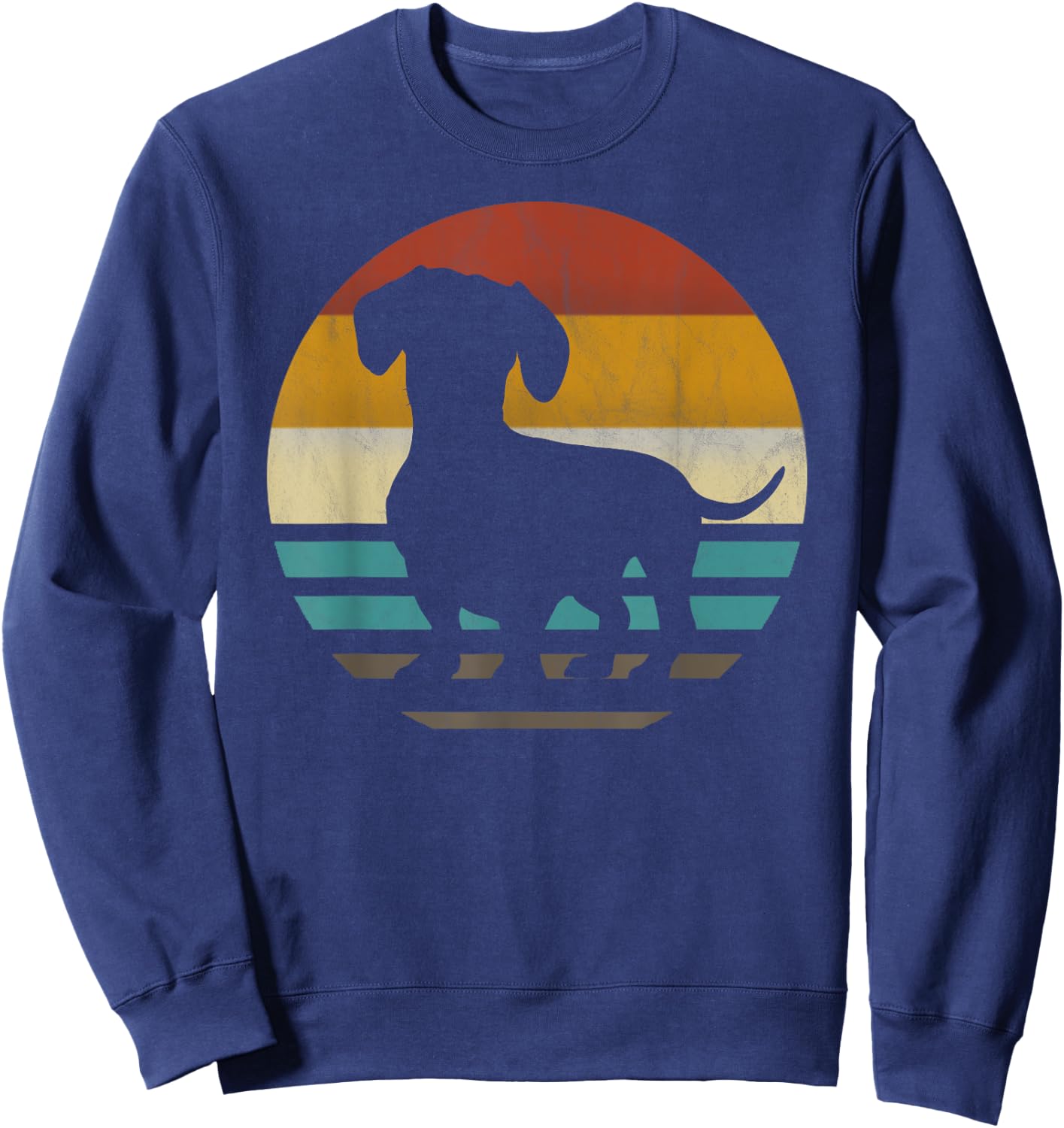 Dachshund Dachshund Silhouette Dog retro Gift Sweatshirt - Sweatshirt | Navy