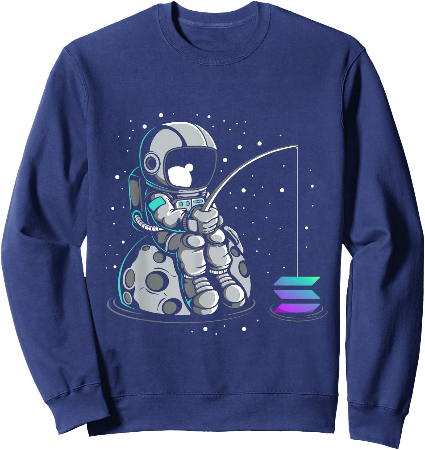 Solana Fishing Crypto Bullrun SOL Token Rich Millionaire Sweatshirt - Sweatshirt | Navy