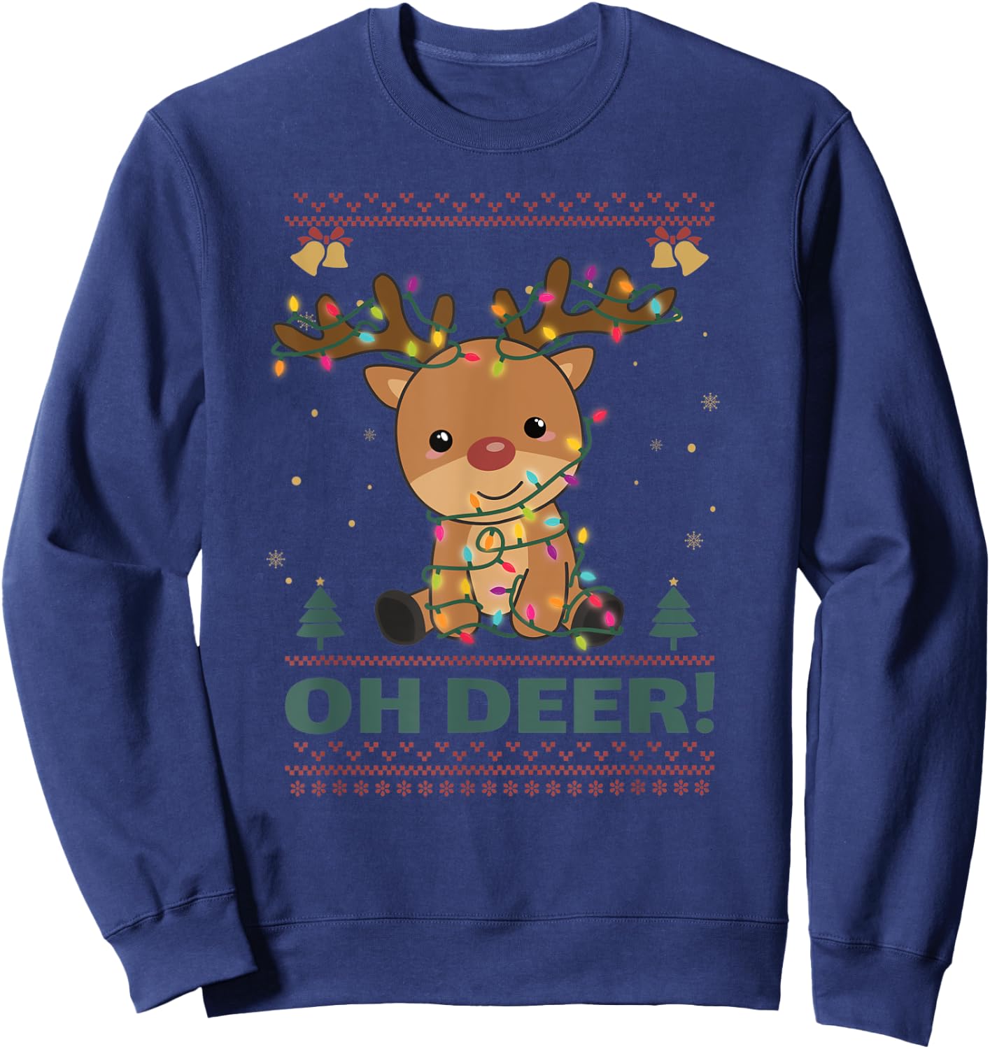 Oh Deer Funny deer Christmas Pun Sweatshirt - Sweatshirt | Navy