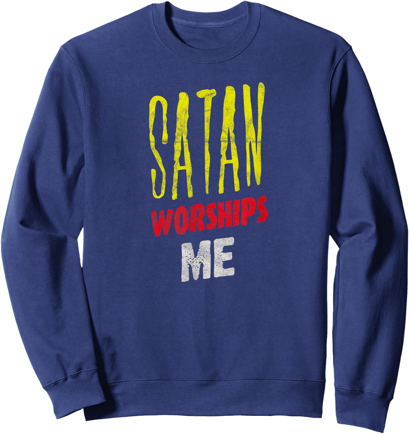 Satan Worships Me Occult Grunge Baphomet Antichrist Punk Sweatshirt - Sweatshirt | Navy