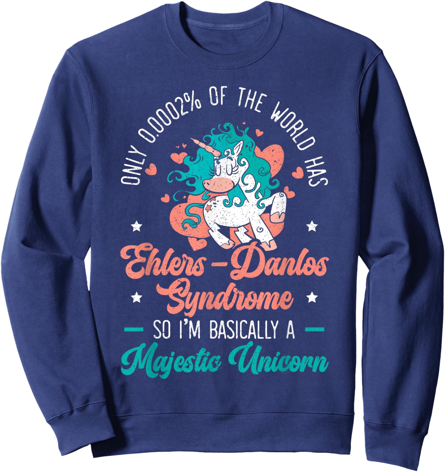 Unicorn Lover Ehlers-Danlos EDS and HSD Awareness Month Sweatshirt - Sweatshirt | Navy