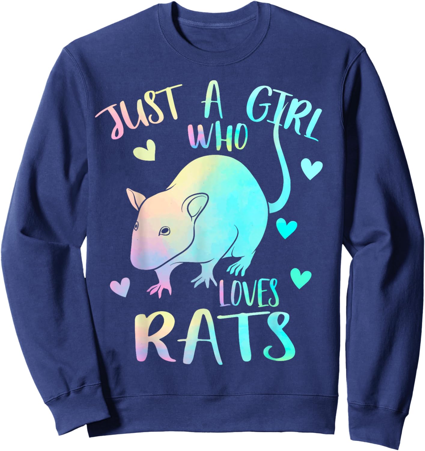 Just a Girl Who Loves Rats Themed Cute Rat Lover Mice Girls Sweatshirt - Sweatshirt | Navy