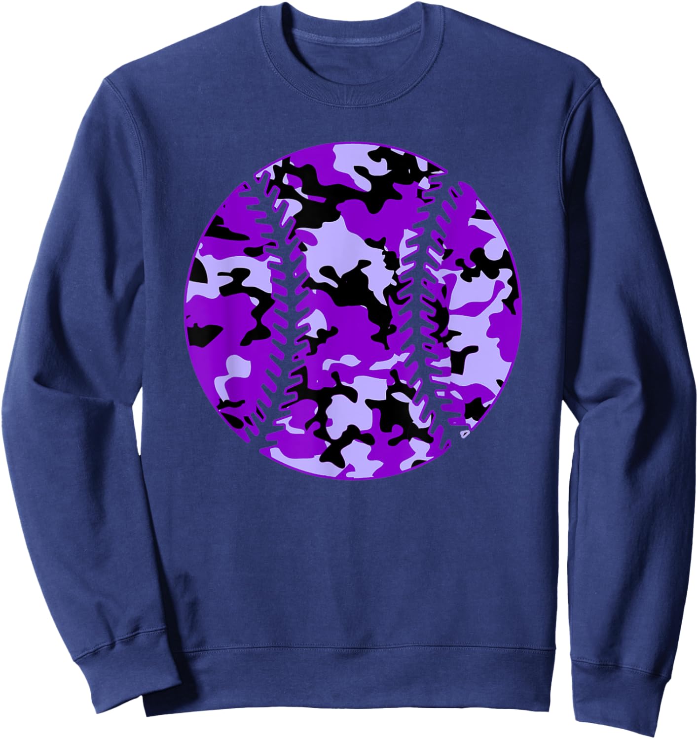 Purple Camo Baseball - Purple Camouflage Baseball Sweatshirt - Sweatshirt | Navy