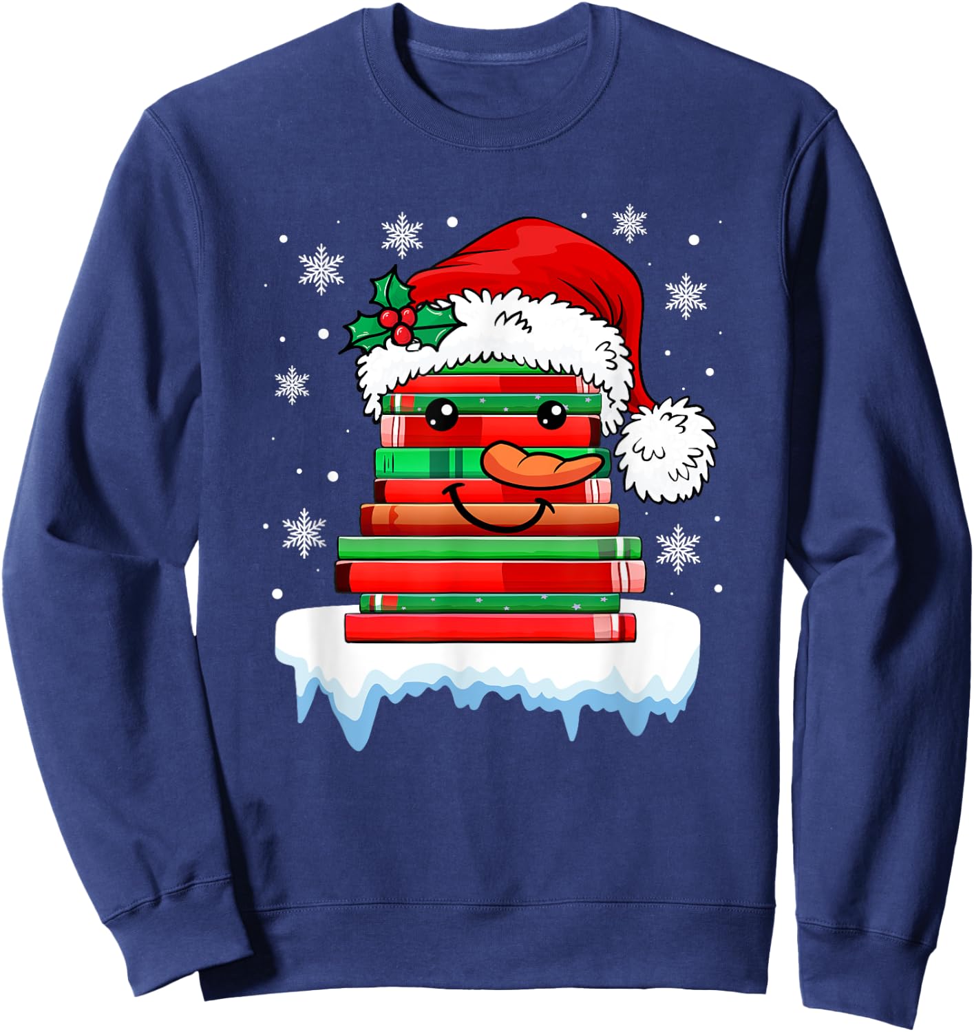 Librarian Book Santa Hat Reader Snow Pajamas Christmas Sweatshirt - Sweatshirt | Navy