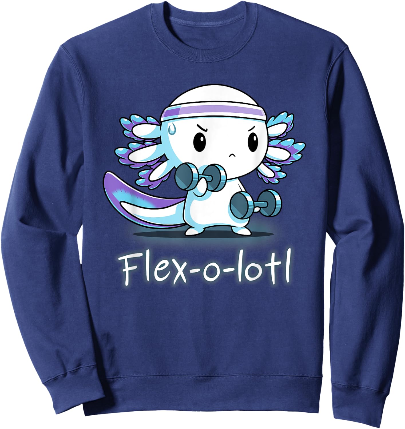 Flex-O-Lotl Weightlifting Axolotl Gym Work Out Fift Sweatshirt - Sweatshirt | Navy