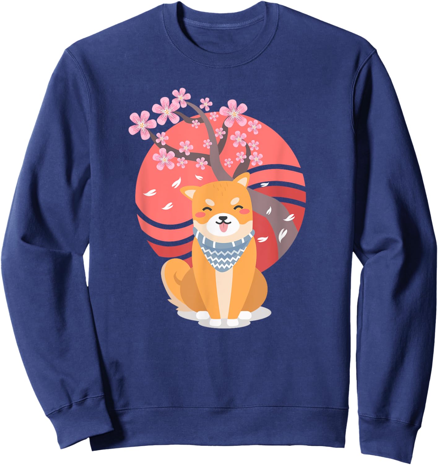 Funny Shiba Inu Cherry Blossoms Cute Japanese Dog Lover Gift Sweatshirt - Sweatshirt | Navy