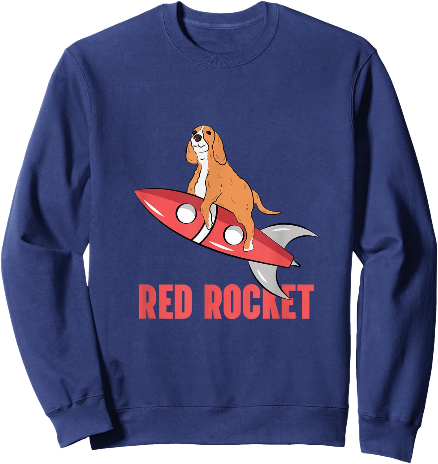 Red Rocket Dog Funny Thank You Meme Sweatshirt - Sweatshirt | Navy