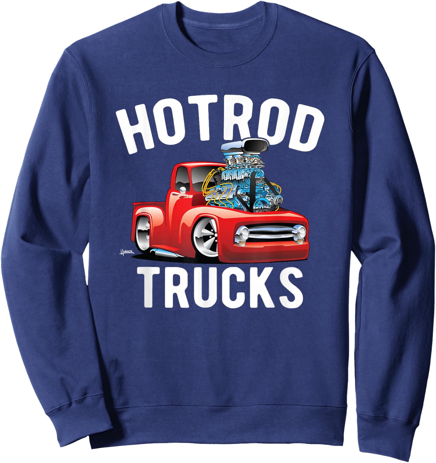 Hotrod Trucks Cartoon Classic Truck Design Sweatshirt - Sweatshirt | Navy