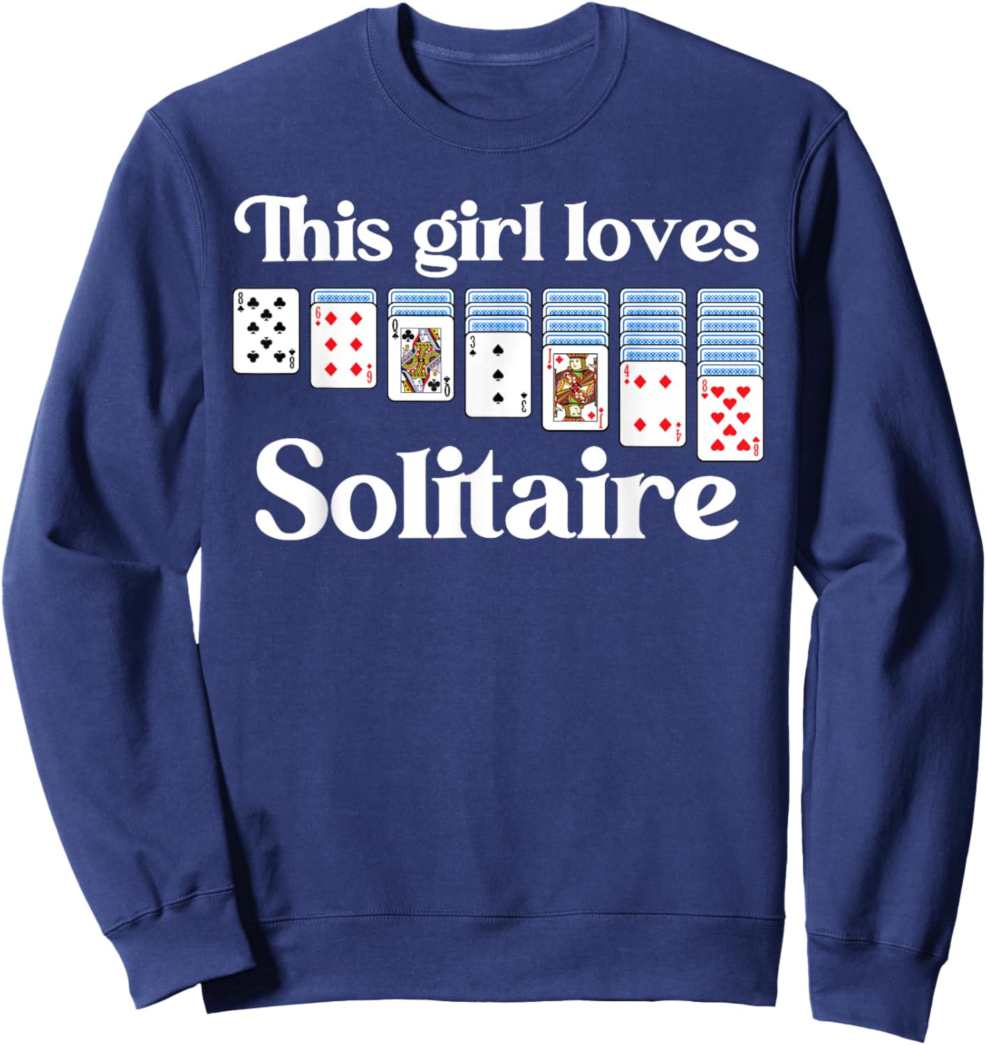 Solitaire Gift Girl Kids Card Game Player Solitaire Game Sweatshirt - Sweatshirt | Navy