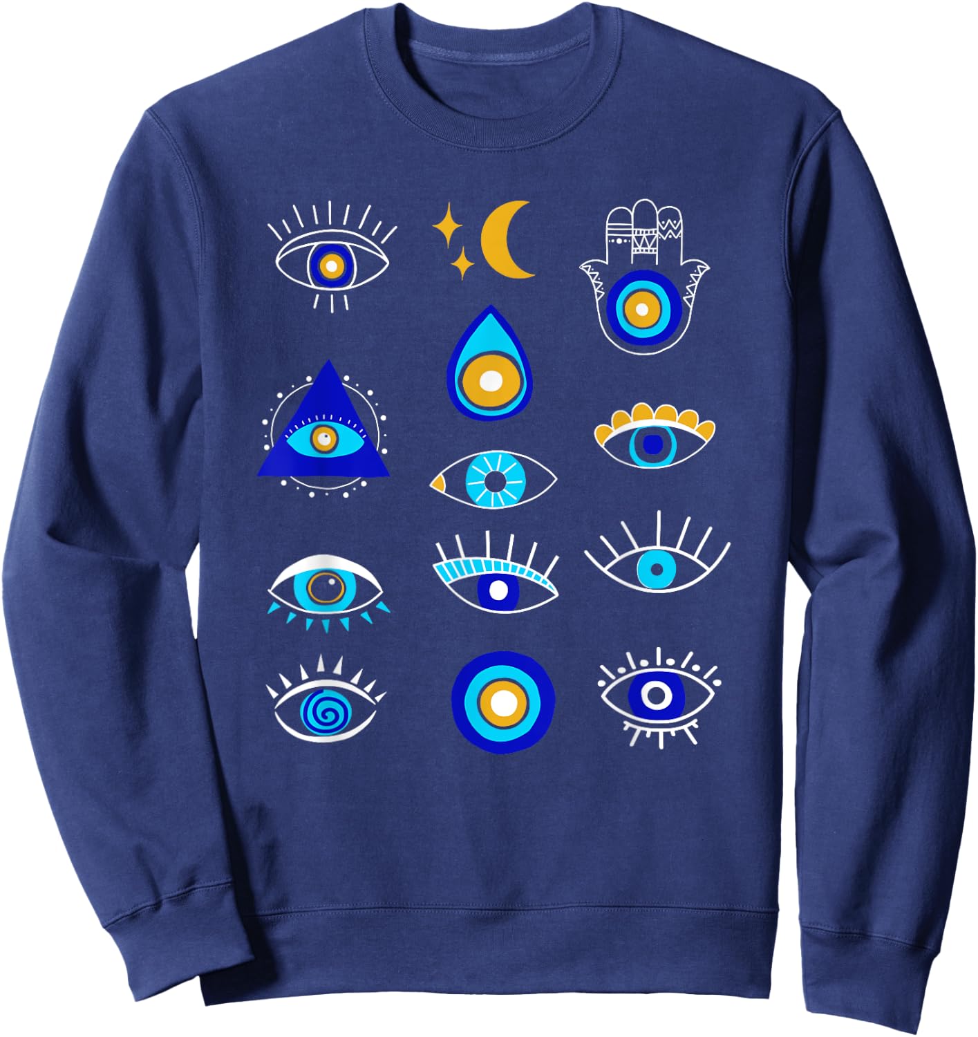 Evil Eye Curse Protection Seeing Eyes Nazar Mati Evil Eye Sweatshirt - Sweatshirt | Navy