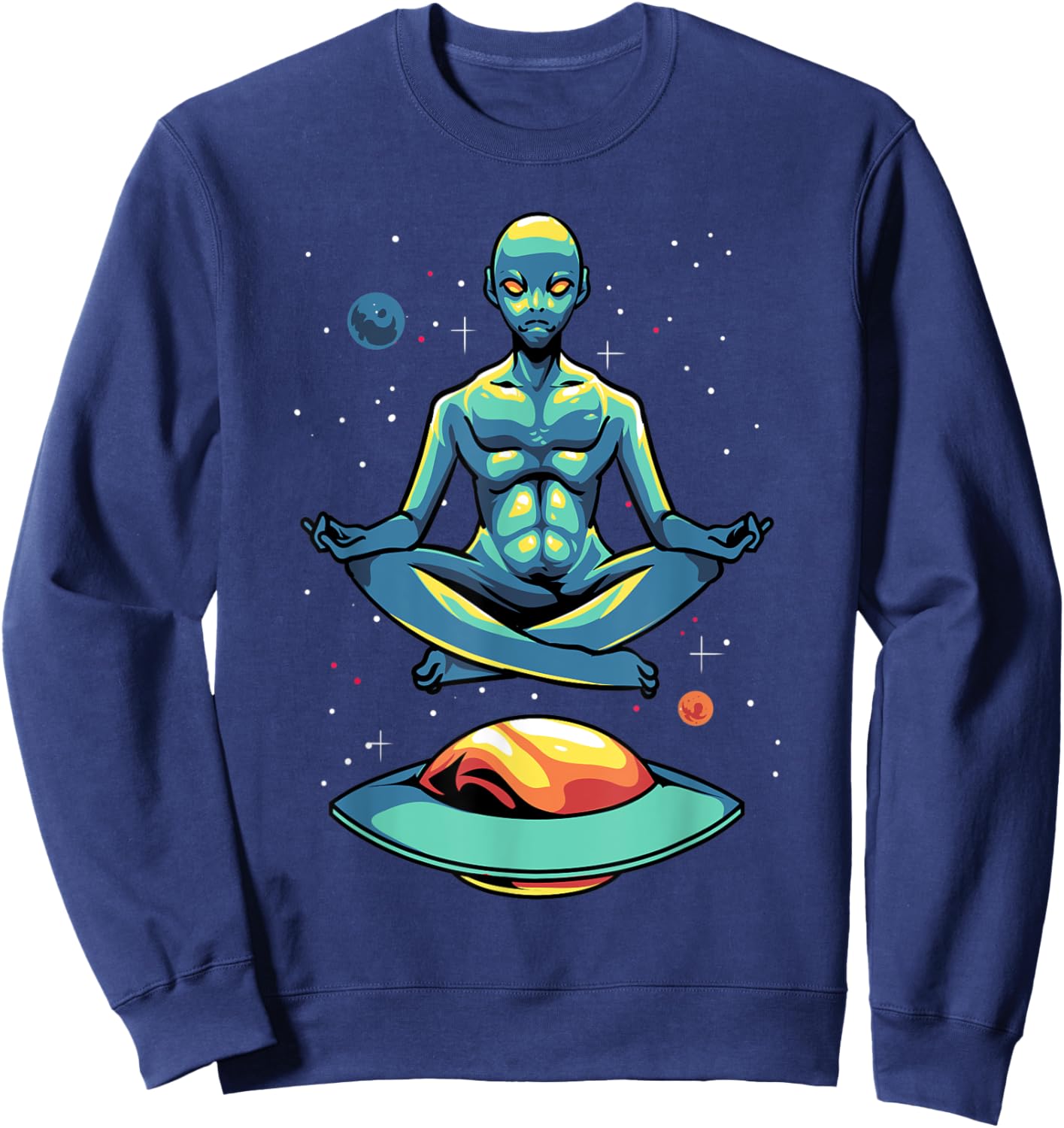 Yoga Alien Meditates In The Galaxy To Find Inner Peace Sweatshirt - Sweatshirt | Navy