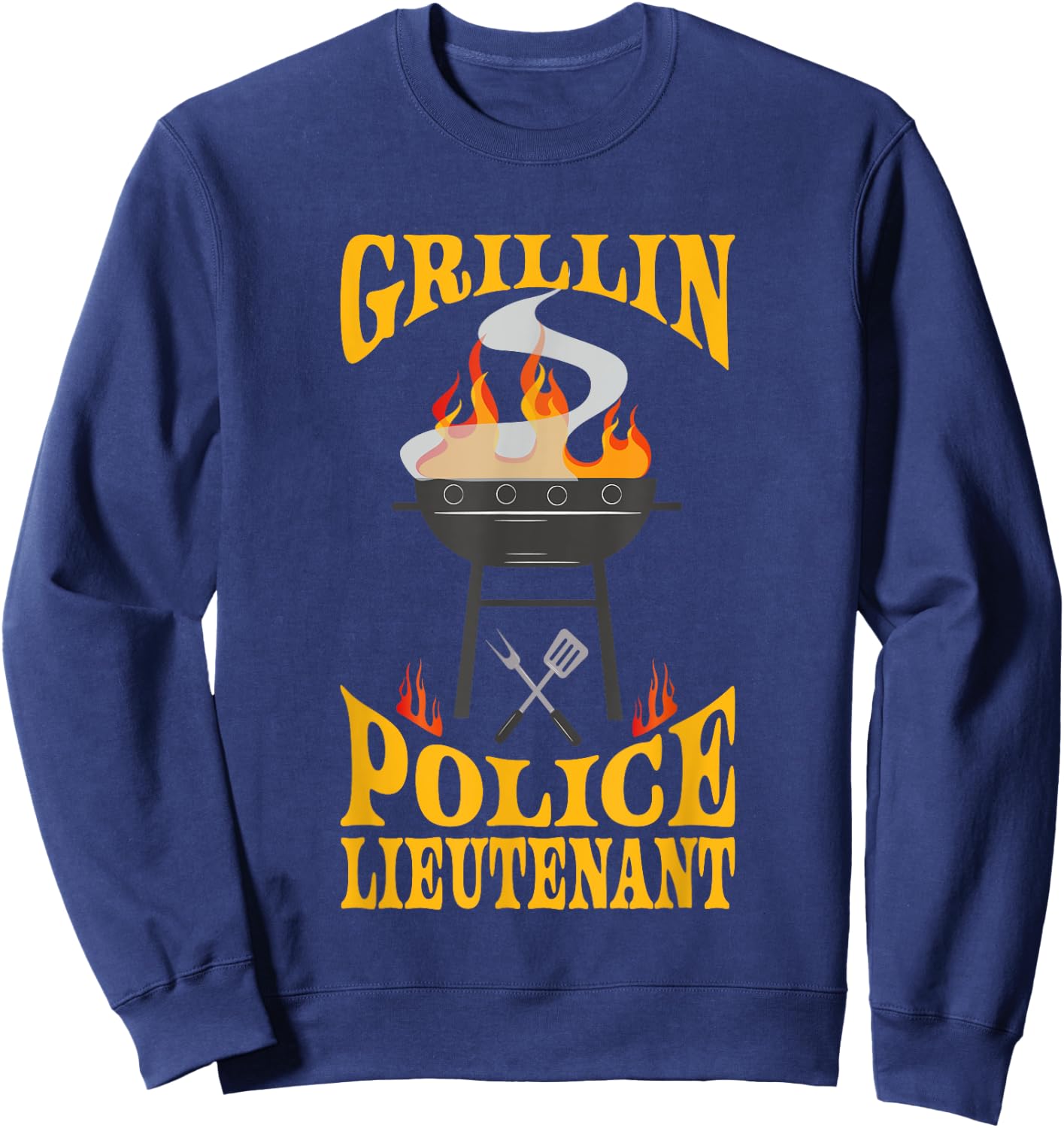 Police Lieutenant BBQ Grill Smoker & Barbecue Chef Sweatshirt - Sweatshirt | Navy