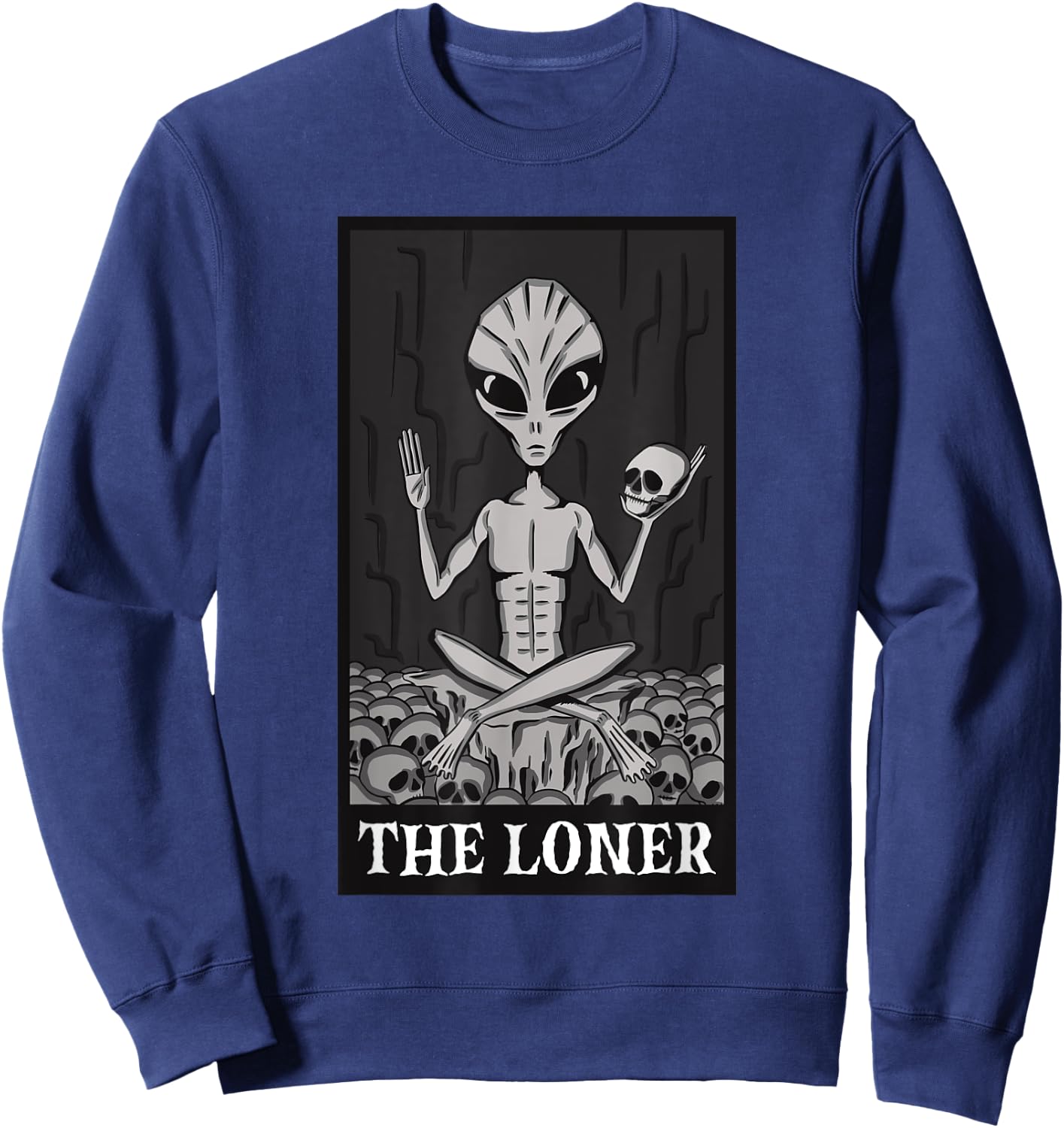 The Loner Lazy Halloween Costume Funny Alien Skeleton Skull Sweatshirt - Sweatshirt | Navy