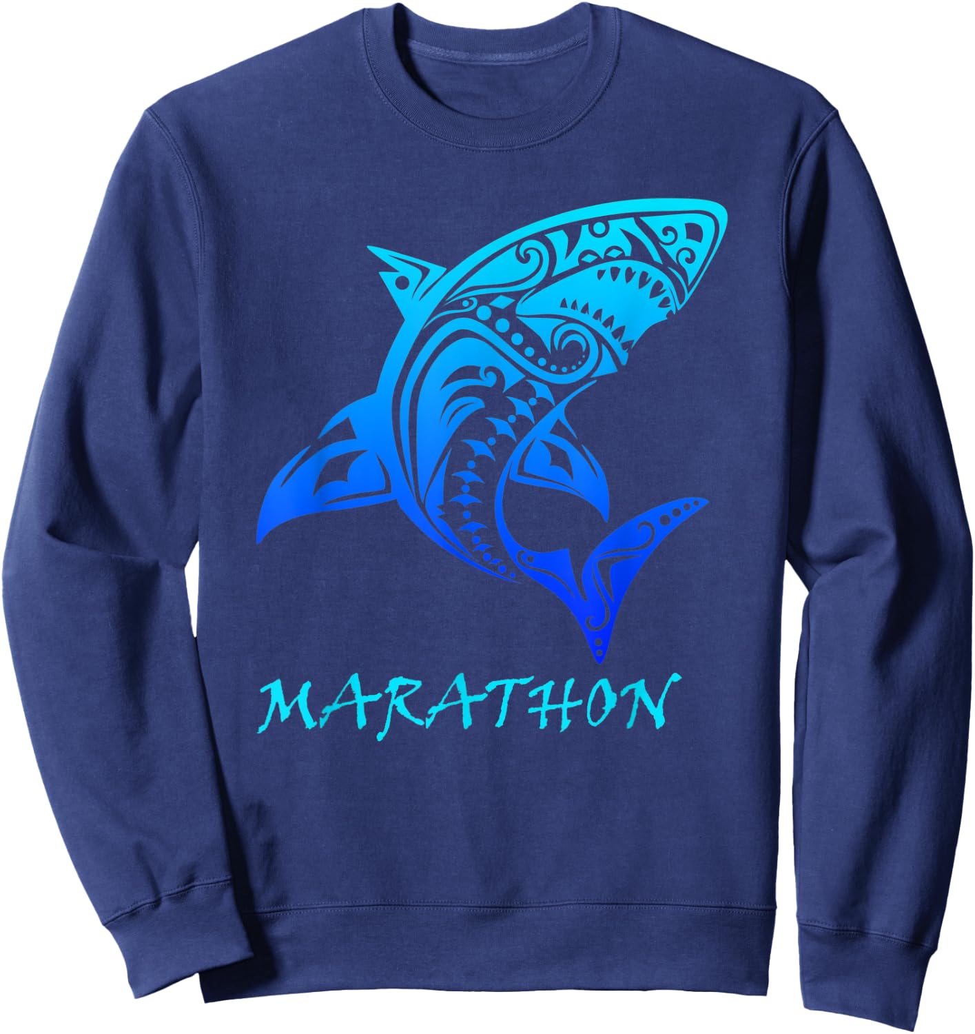 Marathon, Florida Keys Vintage Retro Tribal Shark Vacation Sweatshirt - Sweatshirt | Navy