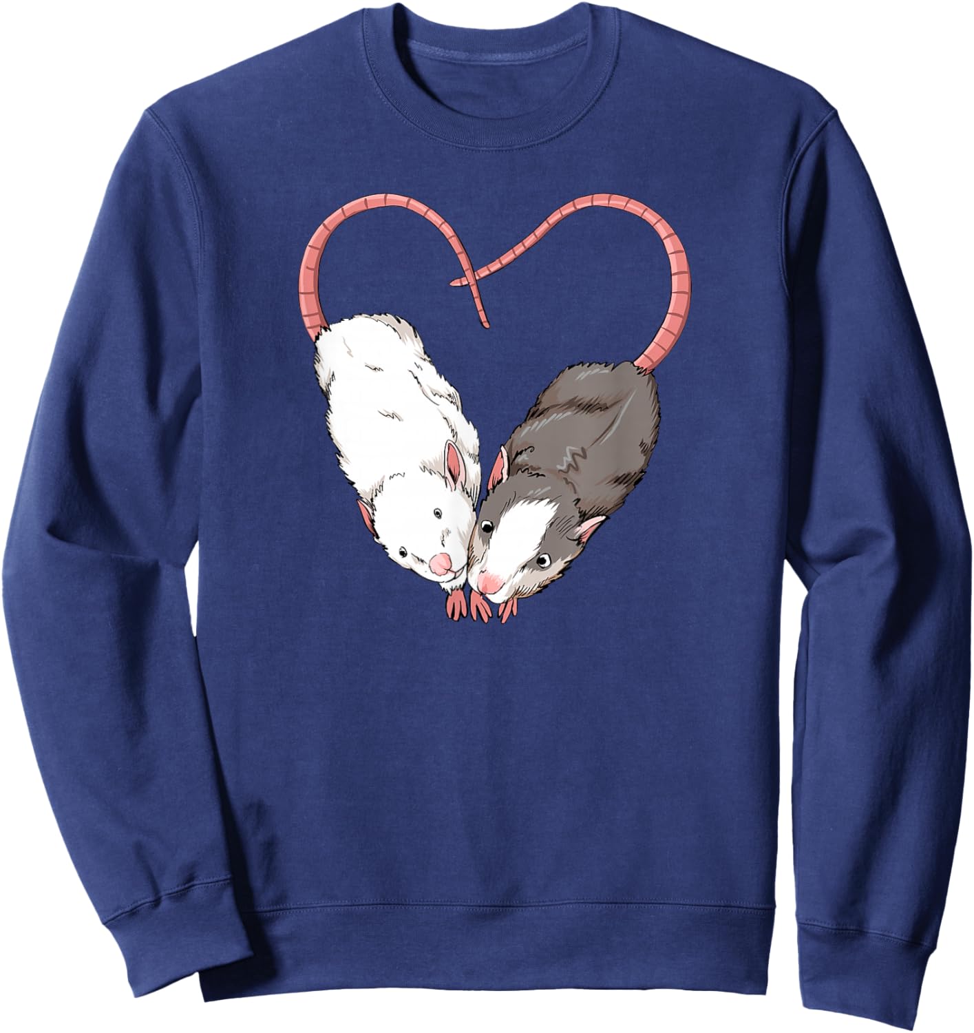 Funny Cute Small Rodent Pet Happy Heart Love Rat Lovers Sweatshirt - Sweatshirt | Navy