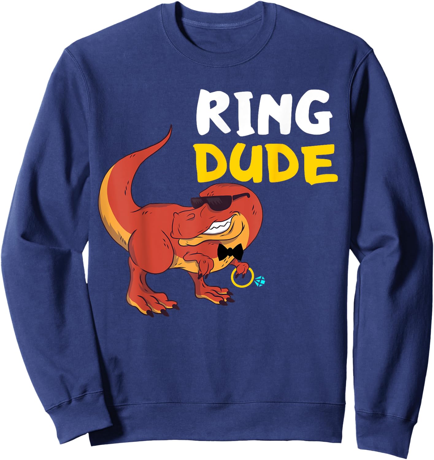 Ring Bearer Ring Dude Dino Wedding Party Wedding Party Sweatshirt - Sweatshirt | Navy