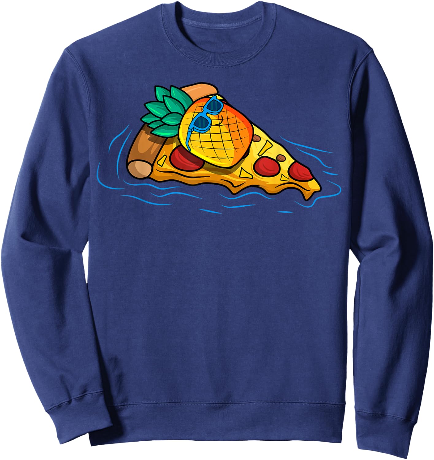 Pineapple Pizza Hawaiian Floating Food Snack Lover Sweatshirt - Sweatshirt | Navy