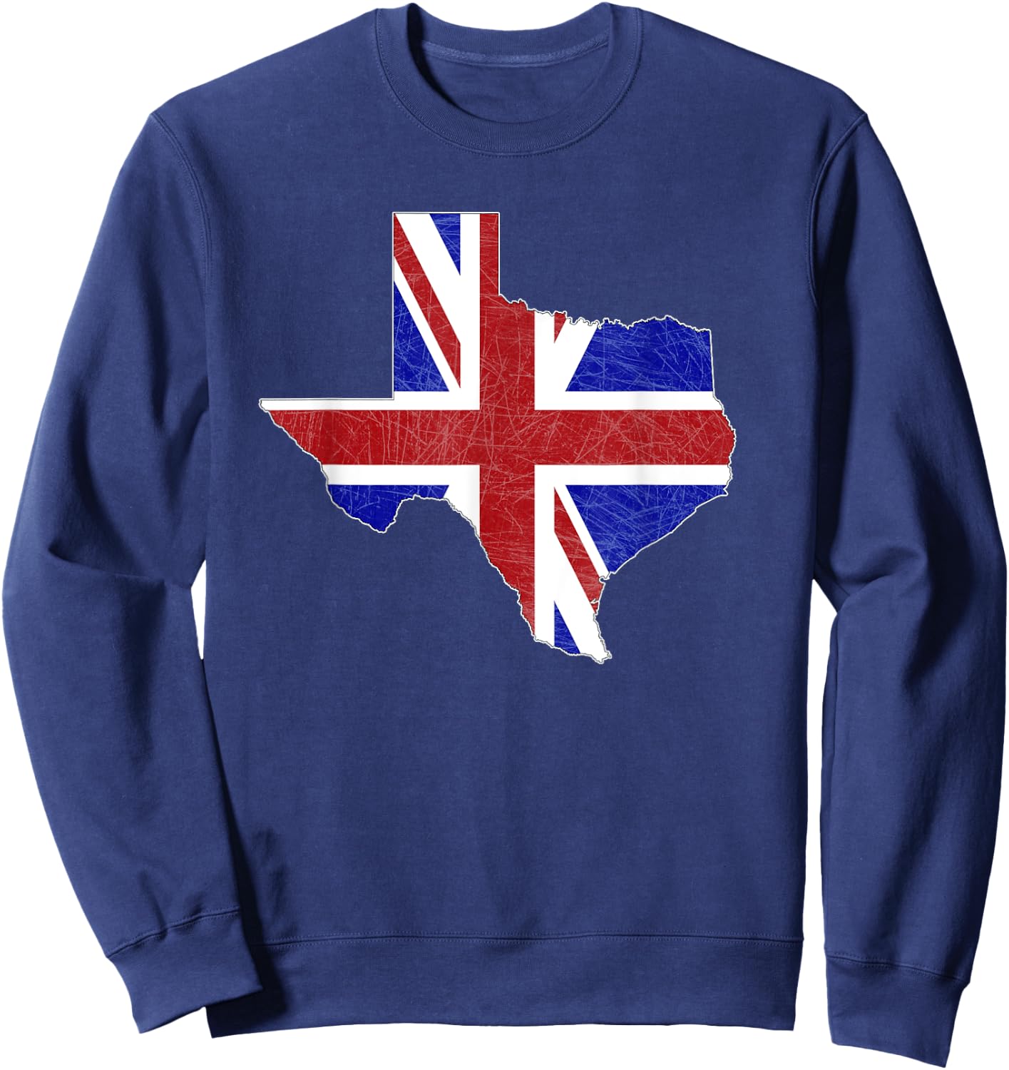 British Texas - UK Union Jack Flag Texas State Shape Design Sweatshirt - Sweatshirt | Navy