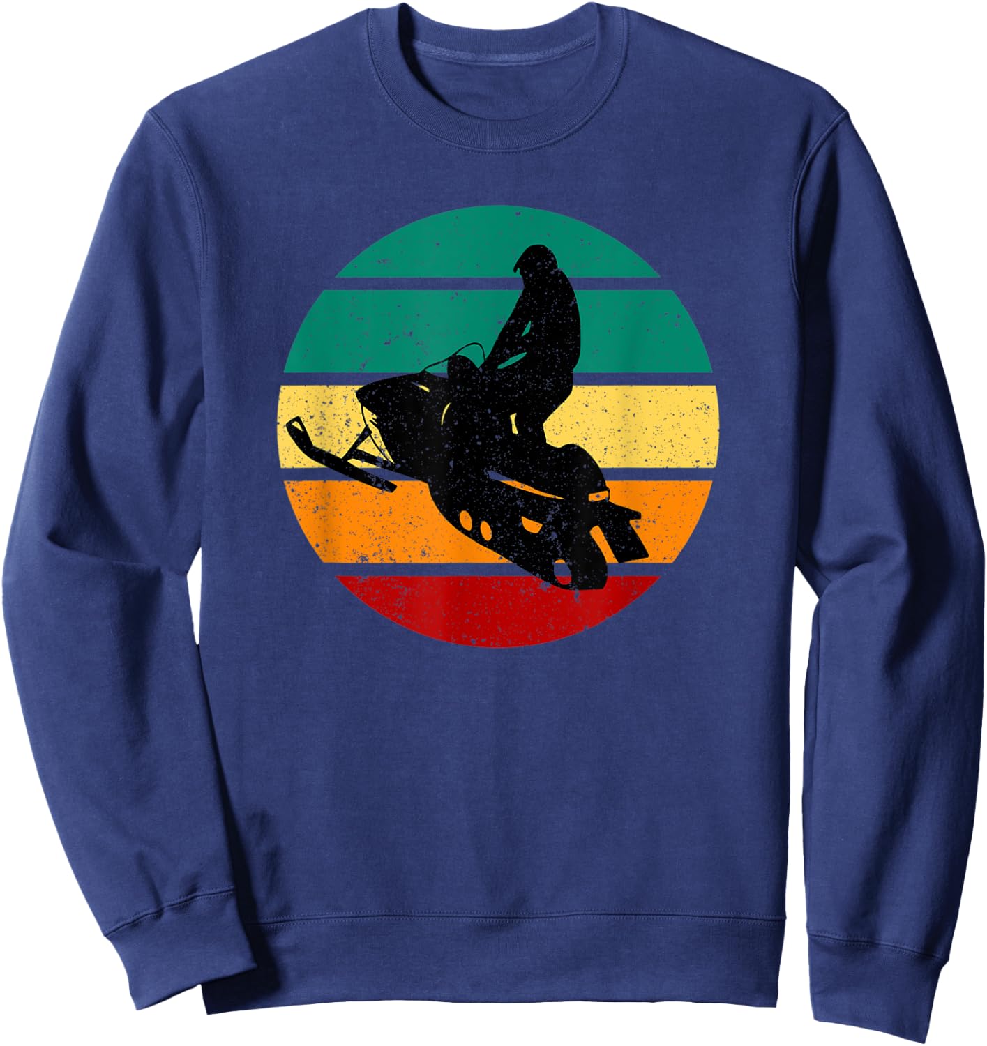 Snowmobile Vintage Motor Sled & Sunset Winter Sports Alpine Sweatshirt - Sweatshirt | Navy