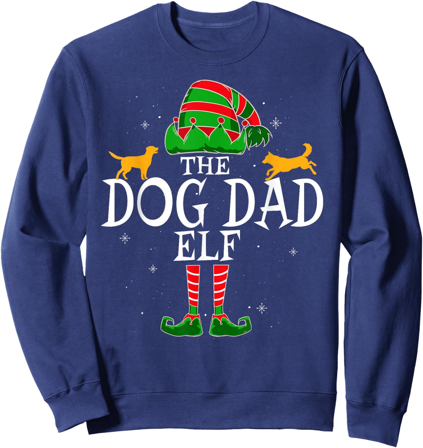 Dog Dad Elf Group Matching Family Christmas Daddy Funny Sweatshirt - Sweatshirt | Navy