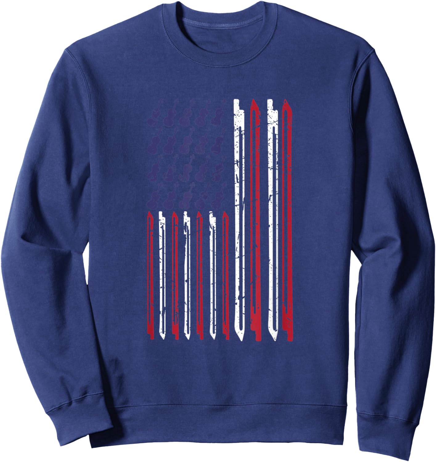 Violin Bow Music Musical Violinist USA American Flag Kids Men Sweatshirt - Sweatshirt | Navy