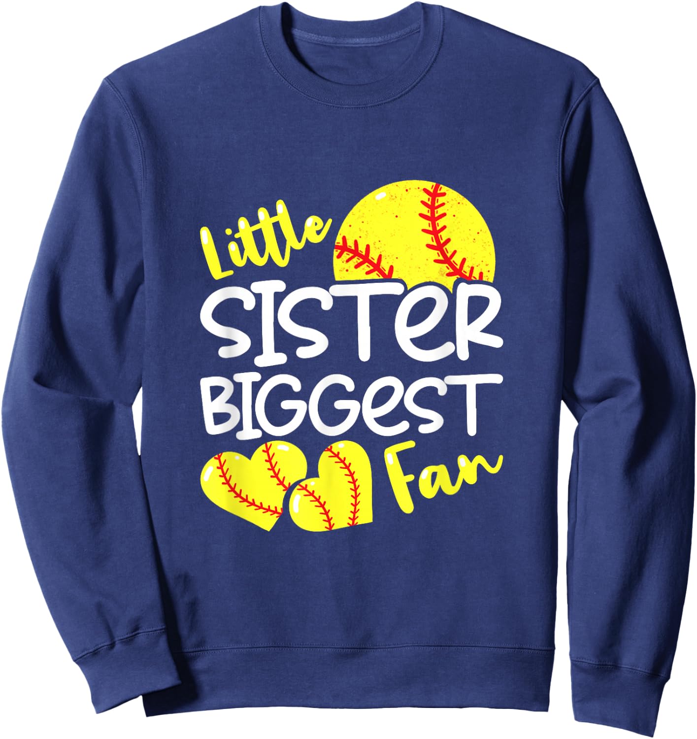 Softball Little Sister Biggest Fan Teen Girls Sweatshirt - Sweatshirt | Navy