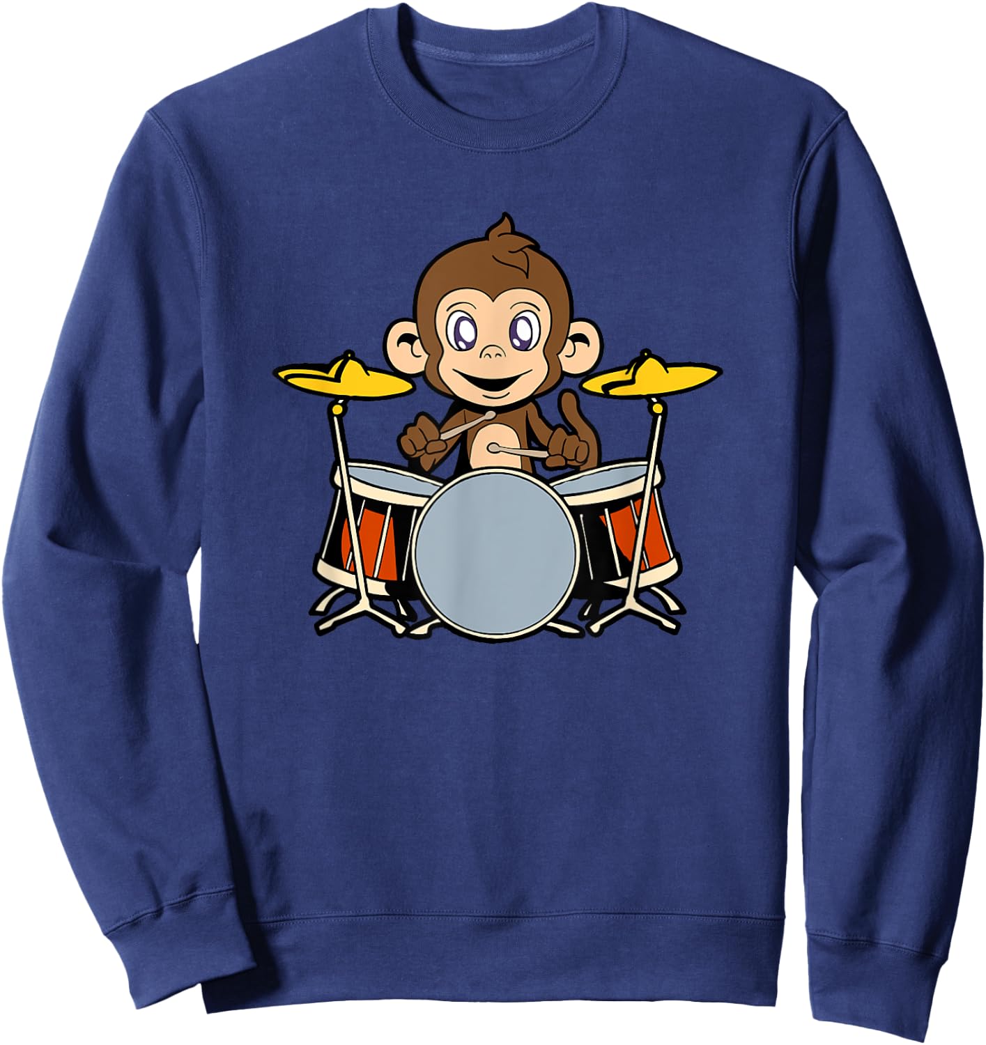 Cartoon monkey playing drums Sweatshirt - Sweatshirt | Navy