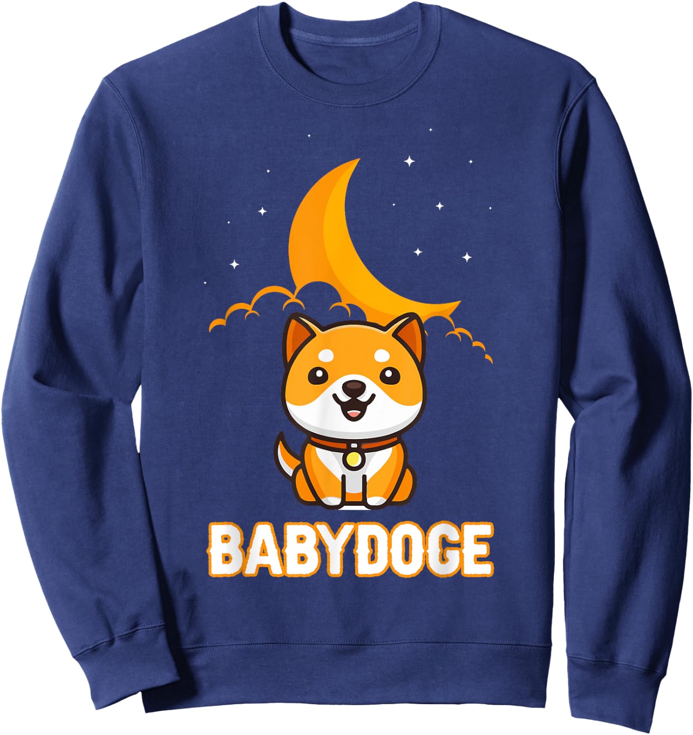 Baby Doge Shirt, Cute Crypto Dogecoin Baby Shiba Coin Moon Sweatshirt - Sweatshirt | Navy