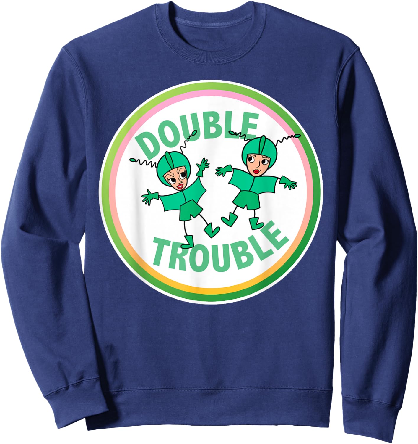 Classic TV Shirts Women's Lucy and Ethel in Trouble Black Cartoon Modern Small Sweatshirt - Sweatshirt | Navy
