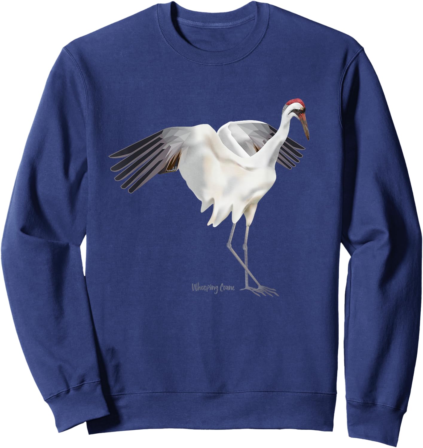 Whooping Crane Graphic Wildlife Bird Watching Sweatshirt - Sweatshirt | Navy