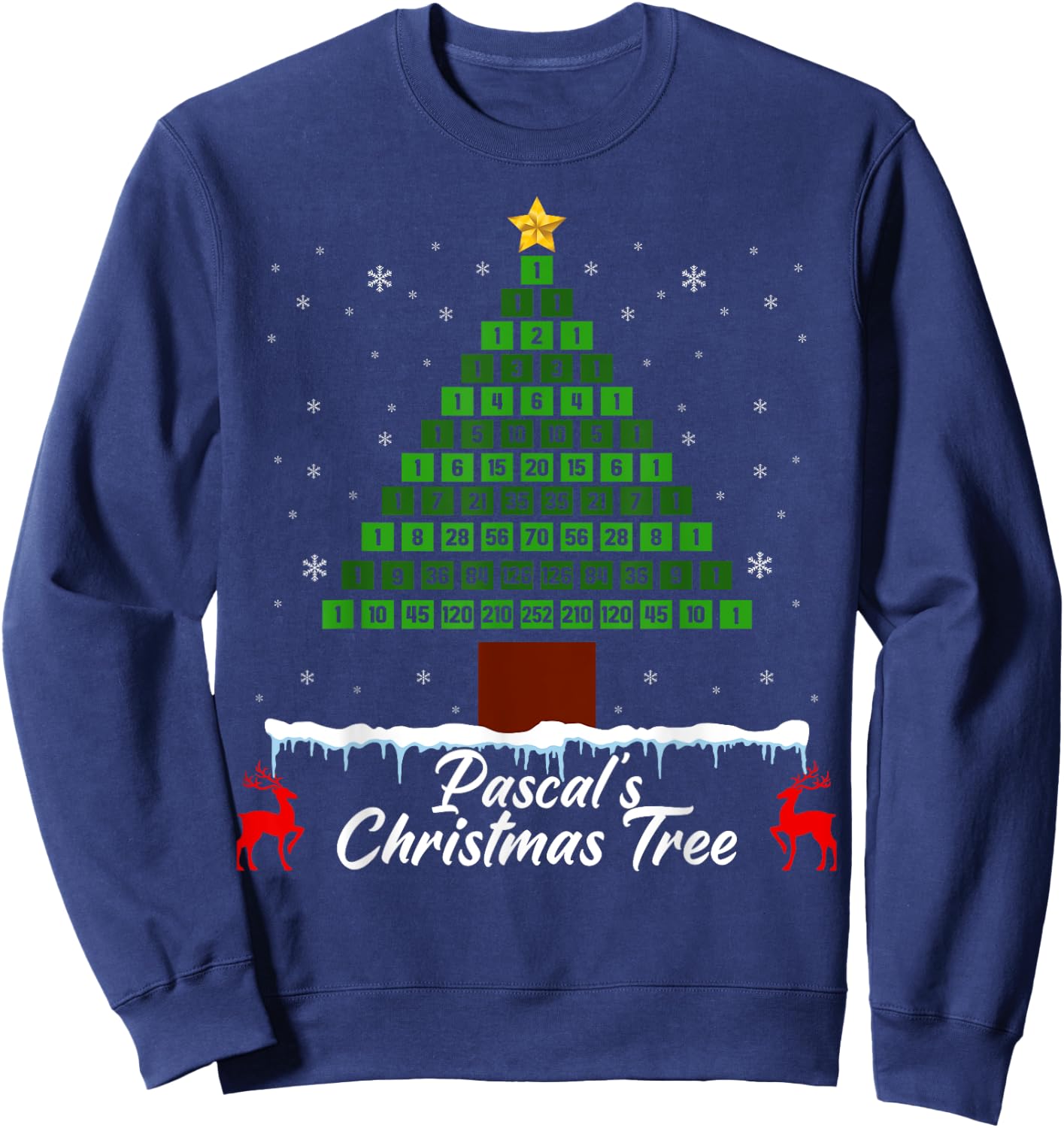 Pascal's Christmas Tree - Fun Math Ugly Xmas Sweater Sweatshirt - Sweatshirt | Navy