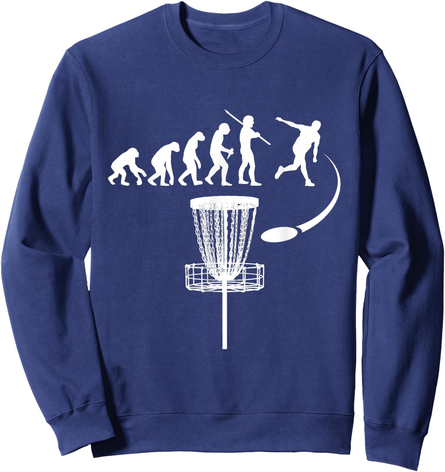Funny Disc Golf Player Clothes Evolution Humor Men Women Sweatshirt - Sweatshirt | Navy