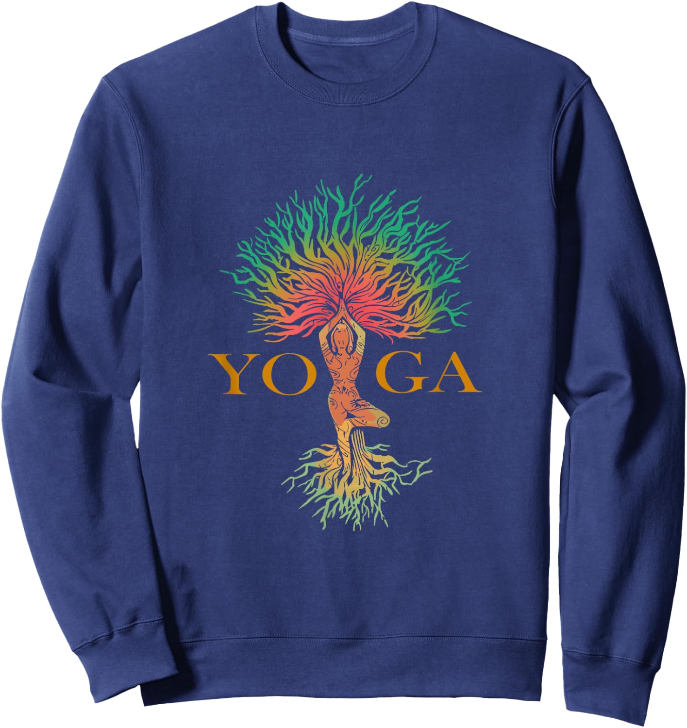 Tree of Life with Woman Yoga Chakra Haka Yoga Sweatshirt - Sweatshirt | Navy