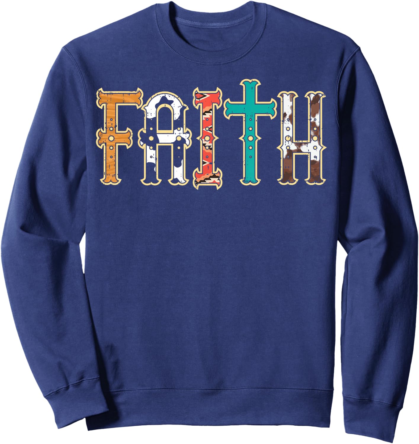 Faith Patterns God Jesus Religious Christian Men Women Kids Sweatshirt - Sweatshirt | Navy