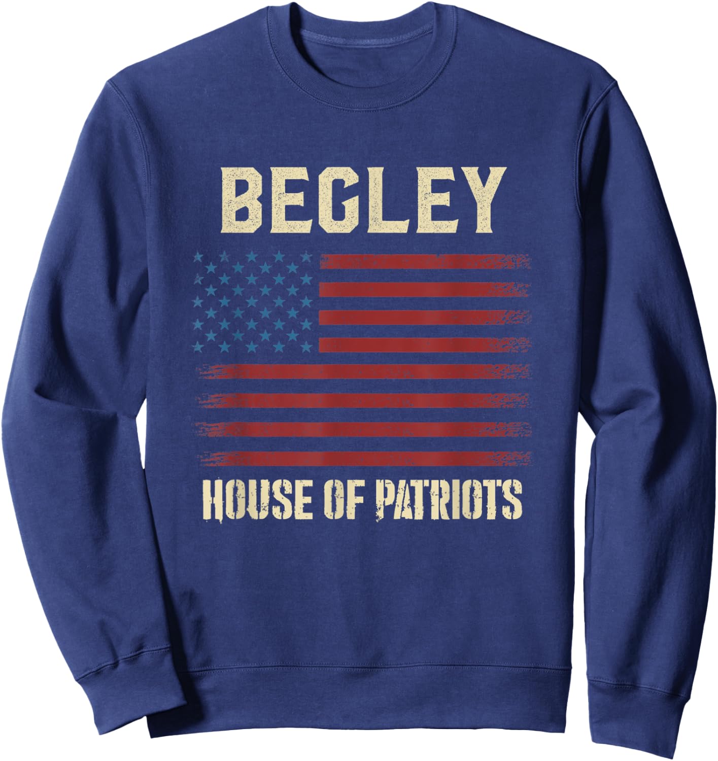 BEGLEY Last Name Surname American Flag Family Sweatshirt - Sweatshirt | Navy