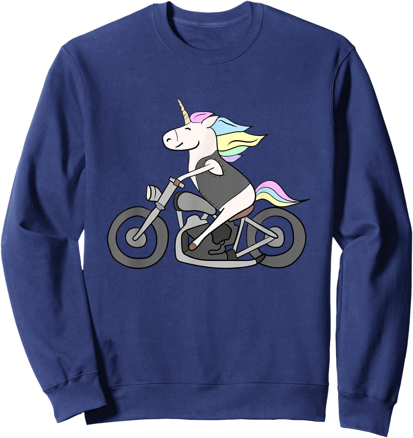 Born To Bike Unicorn I Motorcycle Fan Biker Fun Sweatshirt - Sweatshirt | Navy