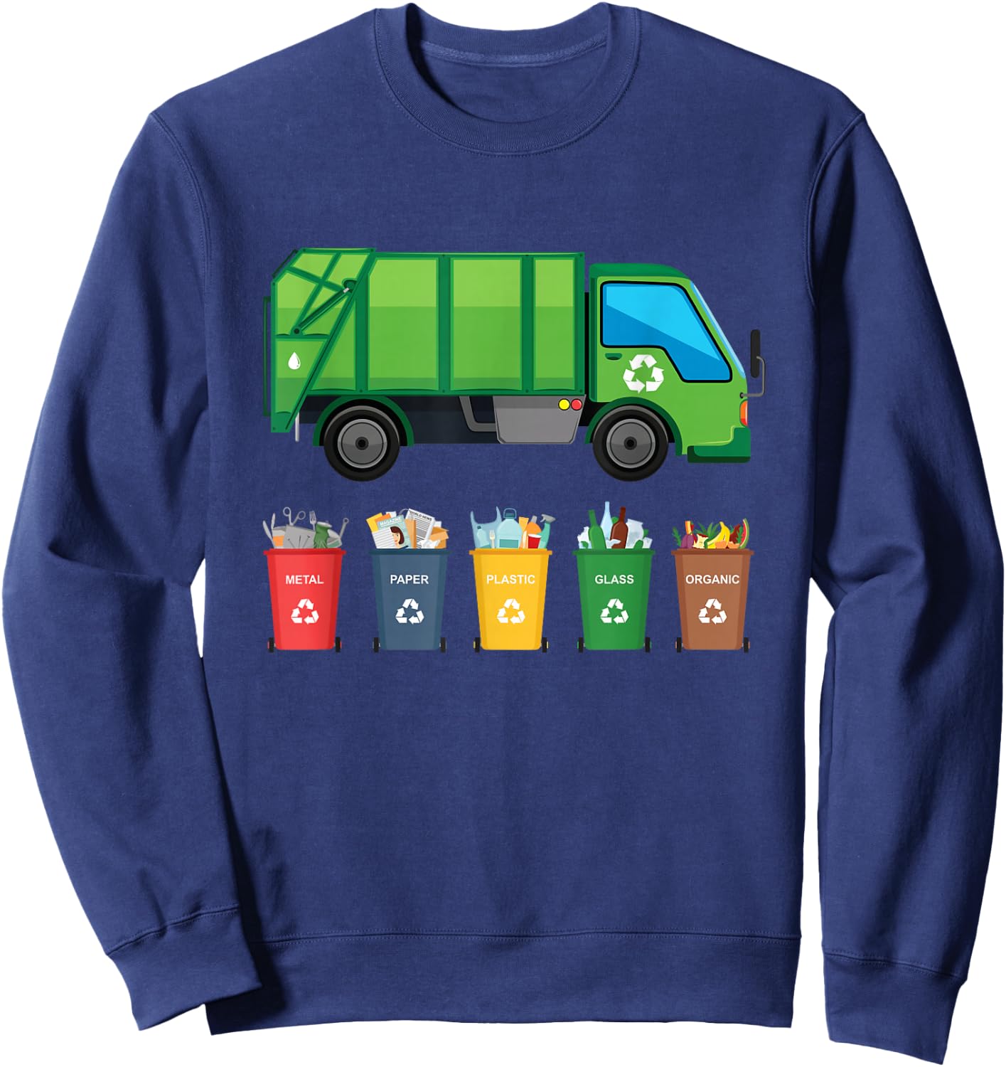 Recycling Trash Kids Garbage Truck Sweatshirt - Sweatshirt | Navy
