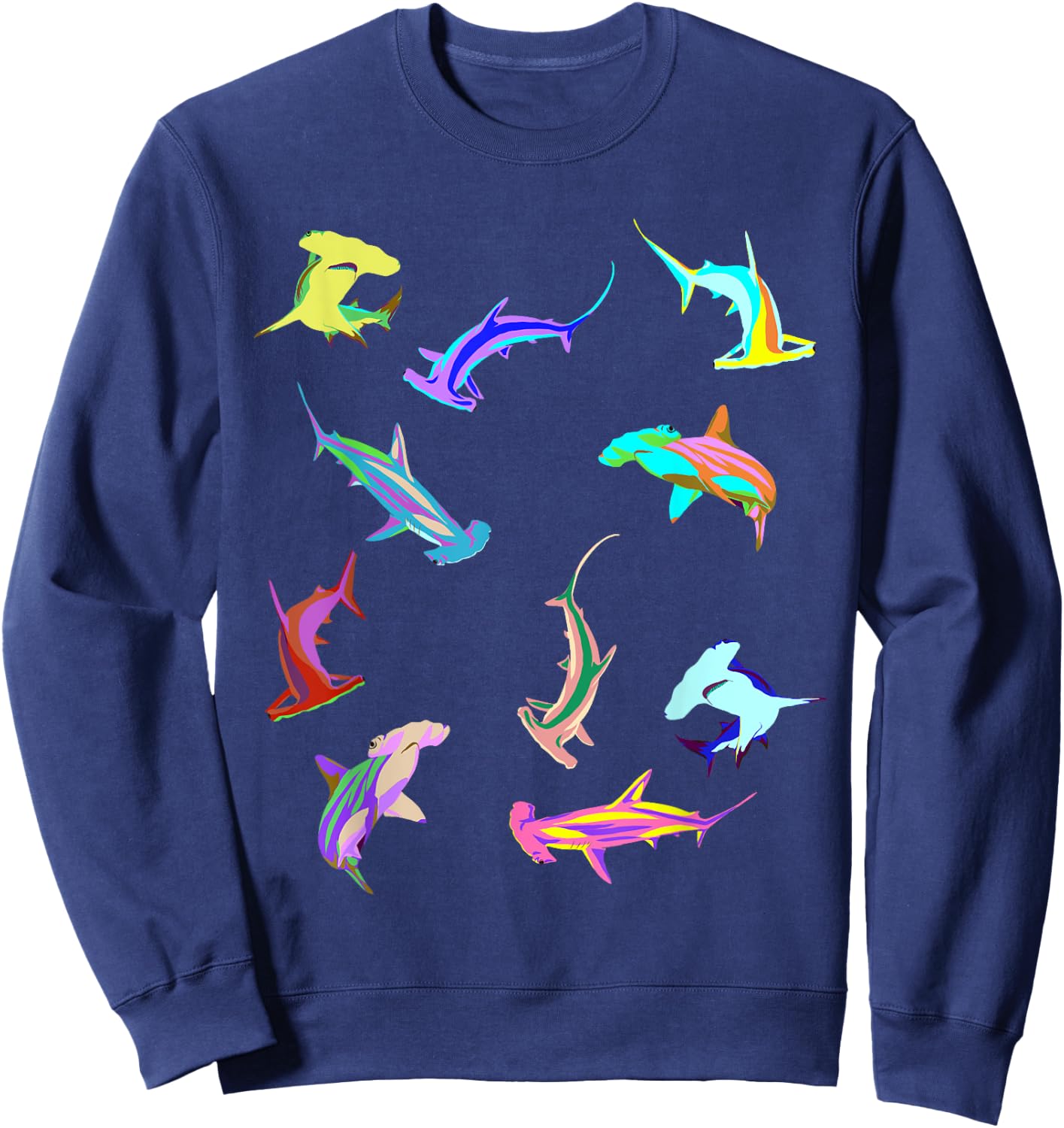 Colourful Hammerhead Sharks Sweatshirt - Sweatshirt | Navy